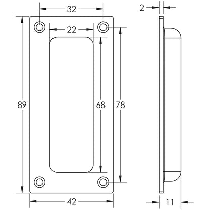 FLUSH PULL HANDLE 89x42x11 BLK