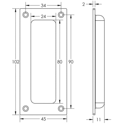 FLUSH PULL HANDLE 102x45x11 BLK