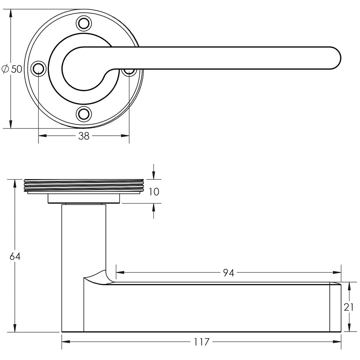 BURLINGTON FITZROVIA DOOR HANDLE D50x117x64 SBR