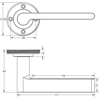 BURLINGTON FITZROVIA DOOR HANDLE D50x117x64 SNP