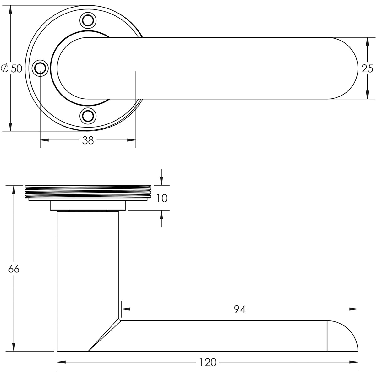BURLINGTON KENSINGTON DOOR HANDLE D50x120x66 SBR