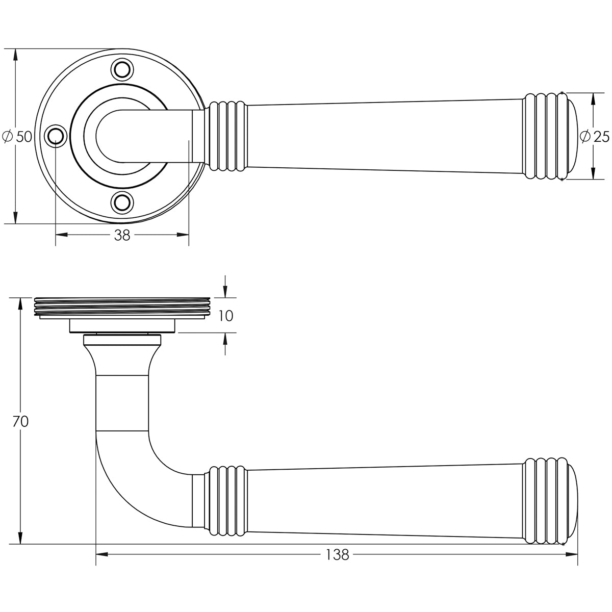 BURLINGTON HIGHGATE DOOR HANDLE D50x138x70 SBR