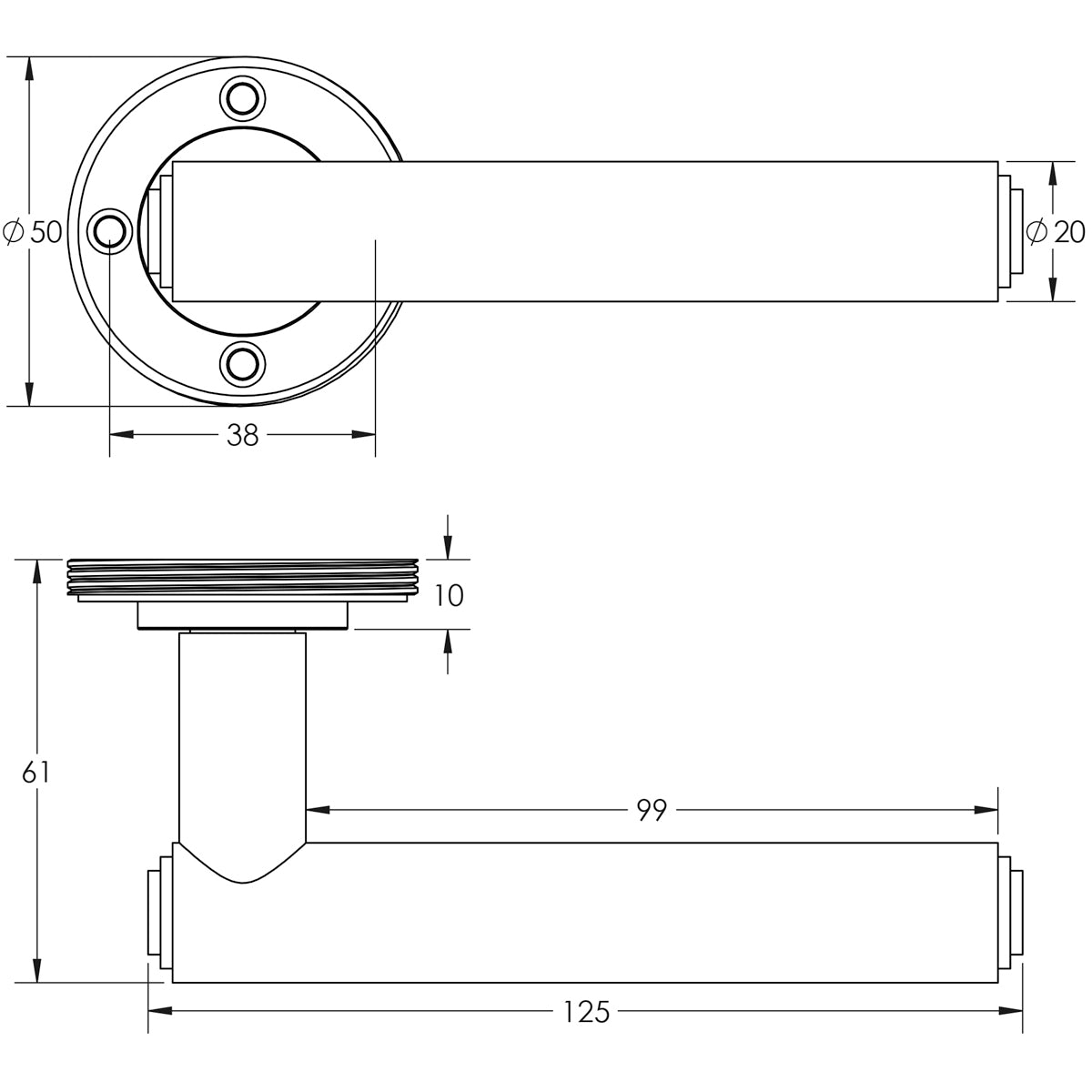 BURLINGTON RICHMOND DOOR HANDLE D50x125x61 ABR