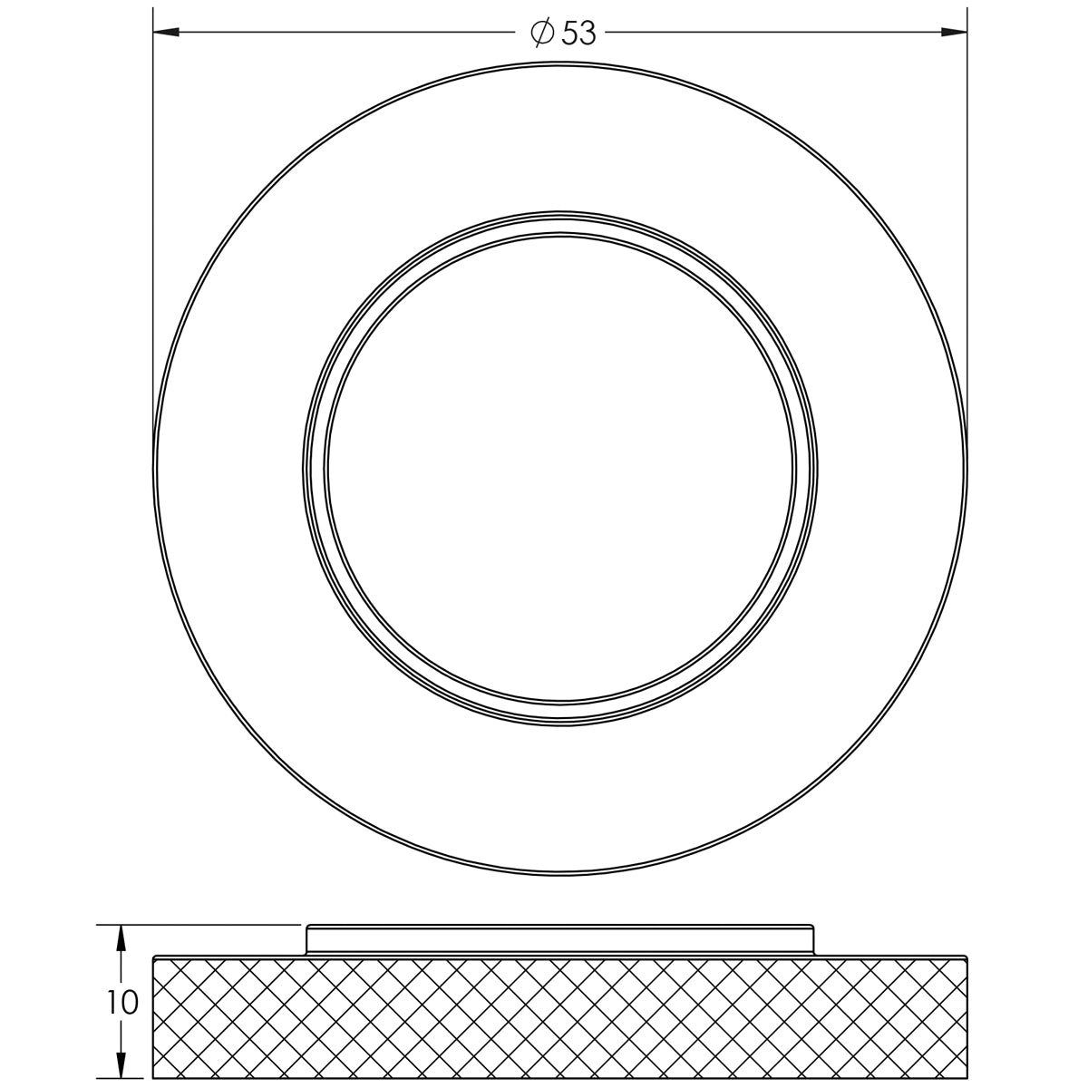 BURLINGTON KNURLED OUTER ROSE RND D53x10 PNP