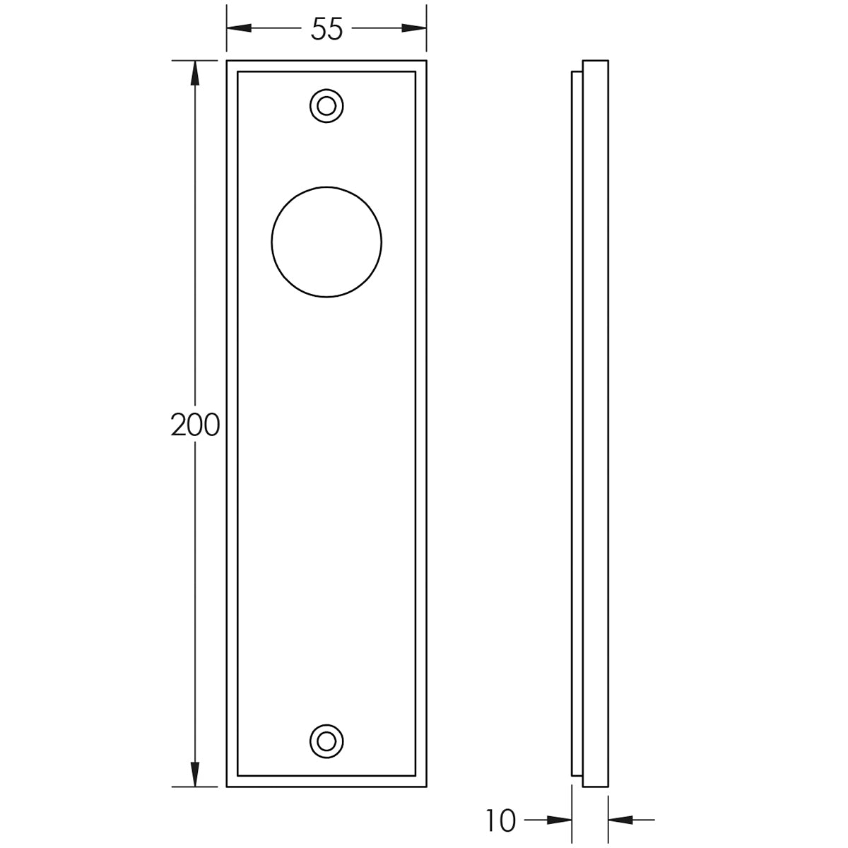 BURLINGTON II LEVER PLATE LATCH 200x55x10 PNP