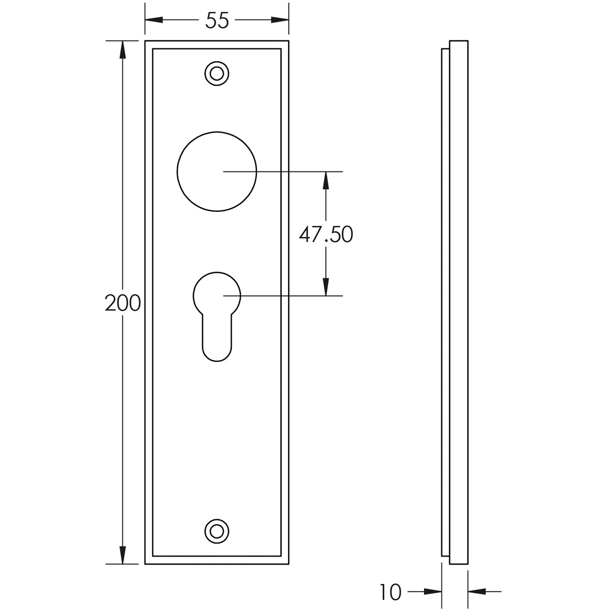 BURLINGTON II LEVER PLATE EURO 47.5CC 200x55x10 DBZ