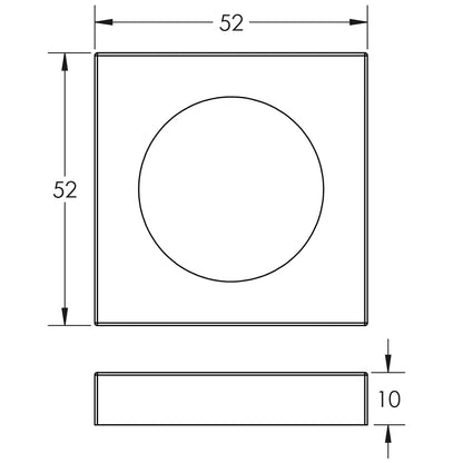 BURLINGTON ESCUTCHEON PLAIN ROSE SQU 52x52x10 DBZ