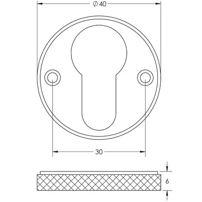 BURLINGTON WESTBOURNE KNURLED EURO PROFILE ESCUTCHEON D40x6 DBZ