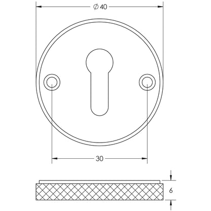 BURLINGTON WESTBOURNE KNURLED STD KEYWAY ESCUTCHEON D40x6 SNP