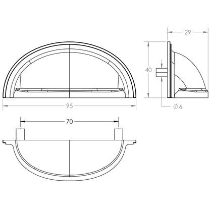 BURLINGTON CUP PULL HANDLE 070HC 95x40x29 SBR