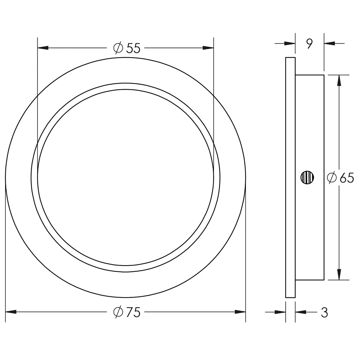 BURLINGTON CIRCULAR FLUSH PULL D75x12 DBZ