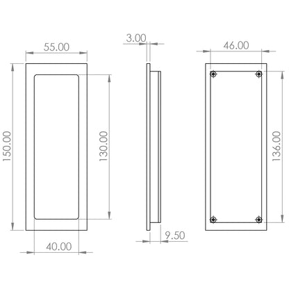 BURLINGTON RECTANGULAR FLUSH PULL 150x55x12.5 ABR