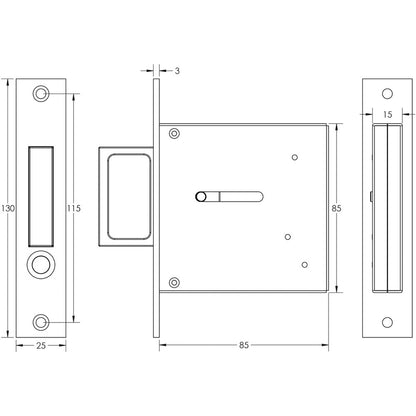 JEDO SLIDING DOOR EDGE PULL 130x25x85 DBZ