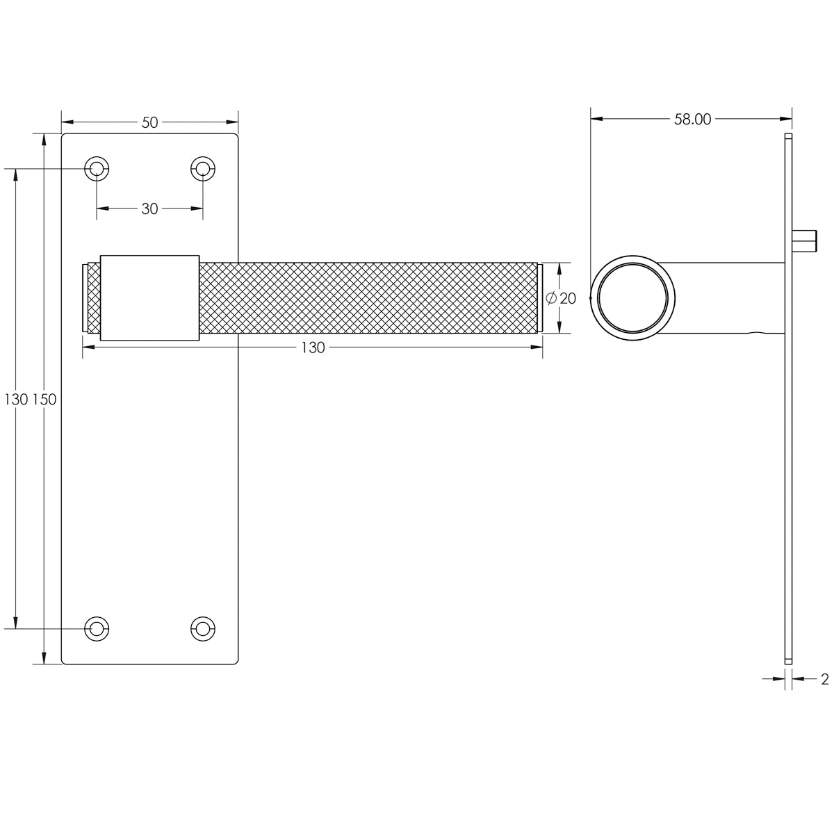 NERO T-BAR LEVER HANDLE LATCH 150x50x130 MBK