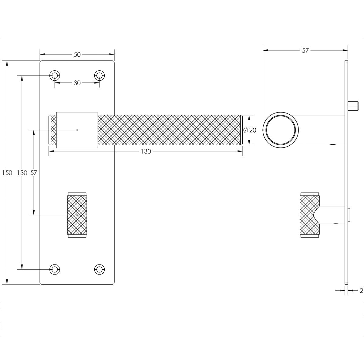 NERO T-BAR LEVER HANDLE BATHROOM 150x50x130 MBK