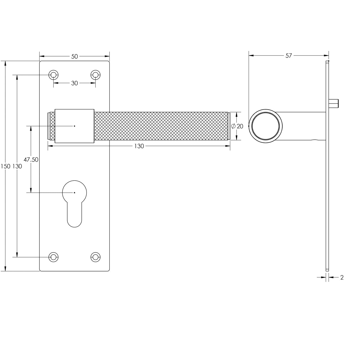 NERO T-BAR LEVER HANDLE EURO 150x50x130 MBK