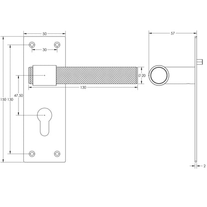 NERO T-BAR LEVER HANDLE EURO 150x50x130 MBK