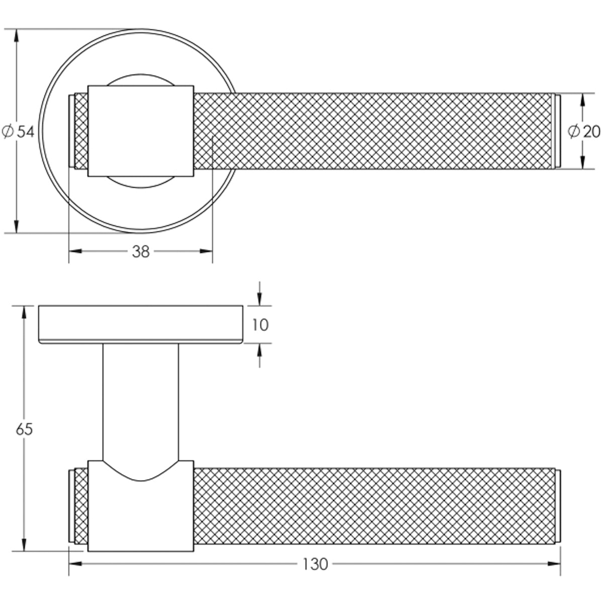 NERO T-BAR KNURLED DOOR HANDLE D54x130x65 MBK