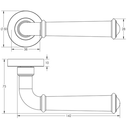 JEDO CLASSIC DOOR HANDLE D50x142x75 SNP