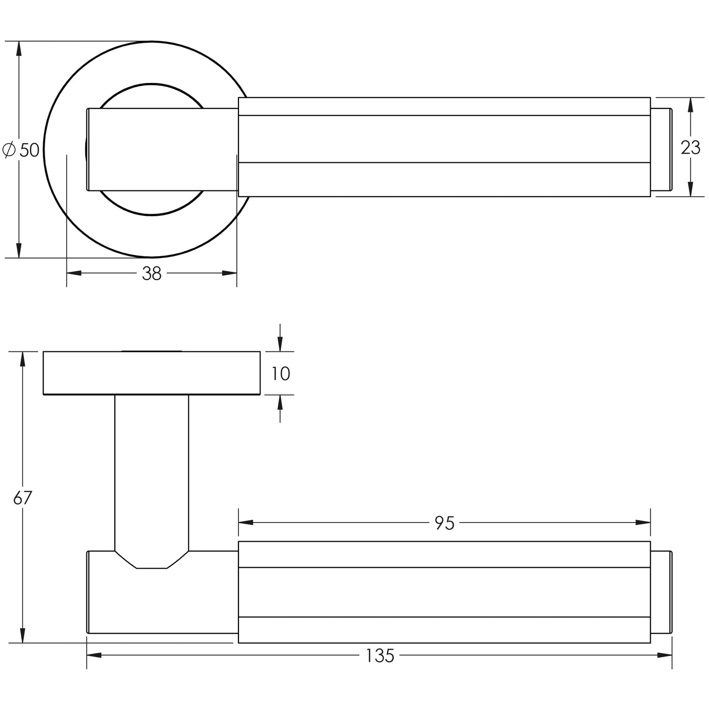 JEDO BLOOM DOOR HANDLE D50x135x67 PCP