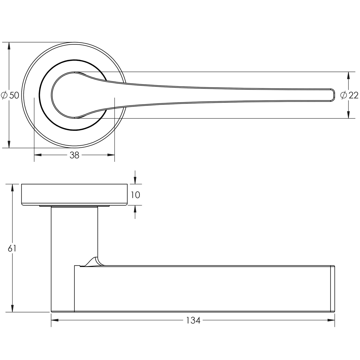 JEDO GEO DOOR HANDLE D50x134x61 ABR