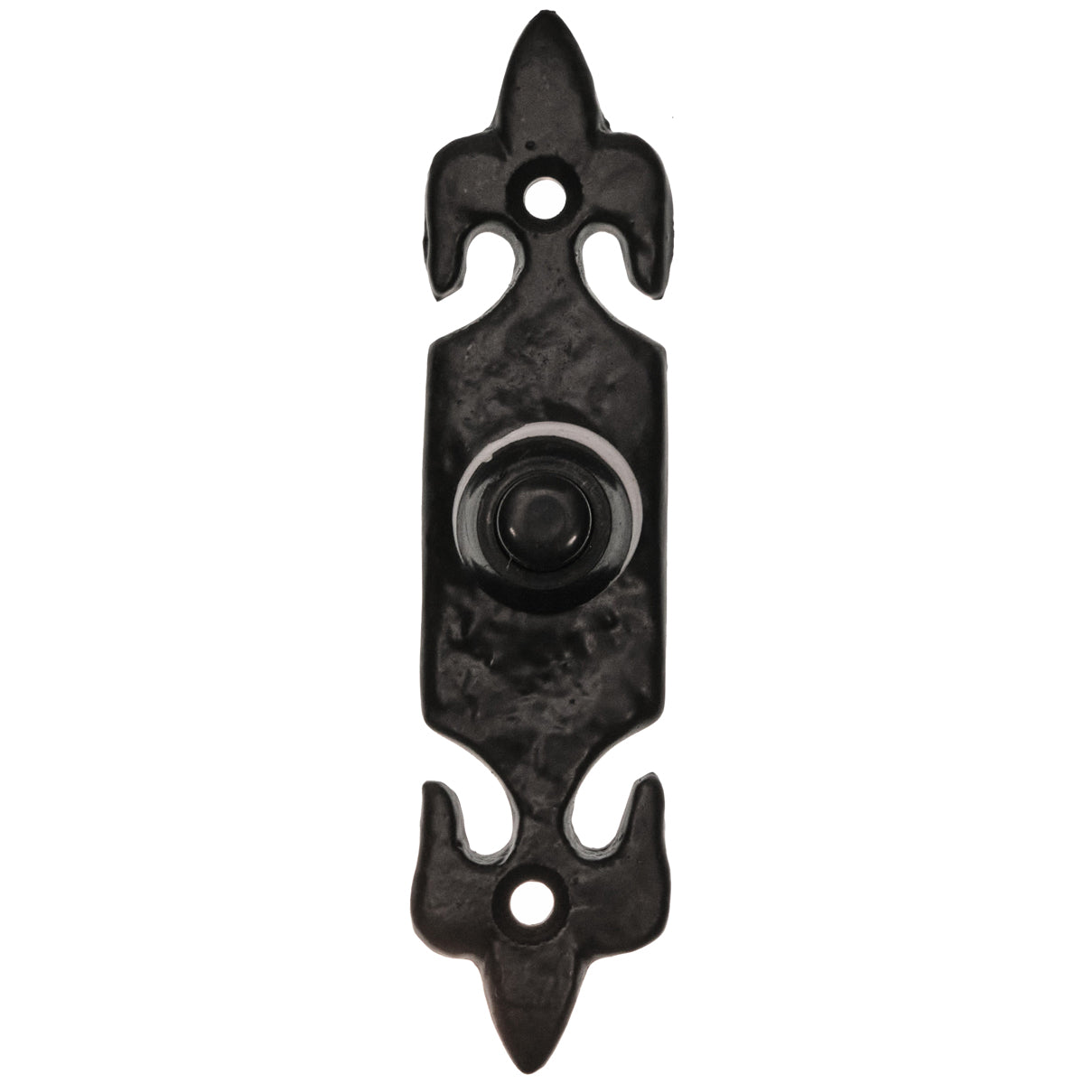 BLACK ANTIQUE FLEUR-DE-LYS PATTERN BELL PUSH 122 ABK