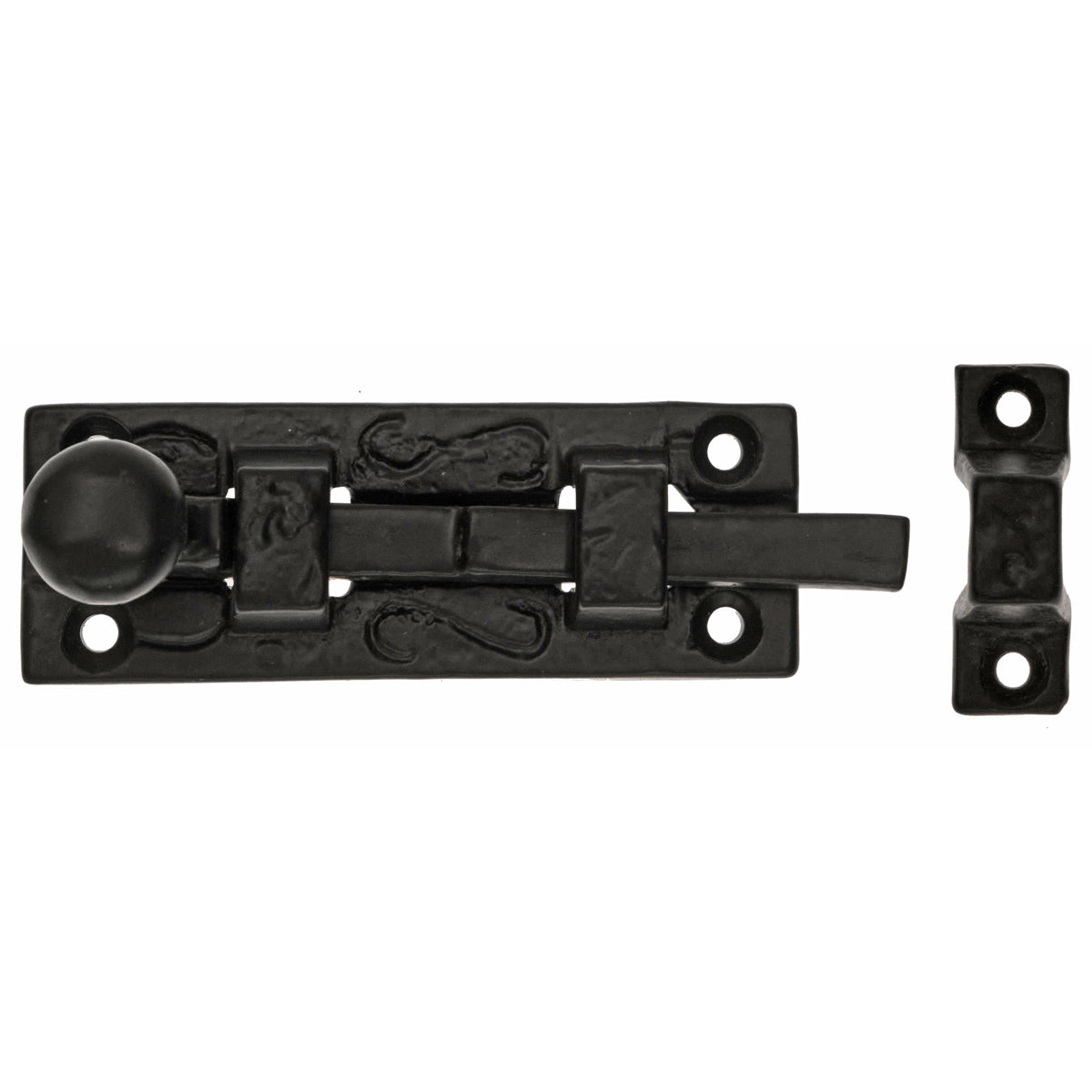 ECLIPSE BLACK ANTIQUE STRAIGHT DOOR BOLT BALL KNOB 100 ABK by FRISCO UK SALES LTD