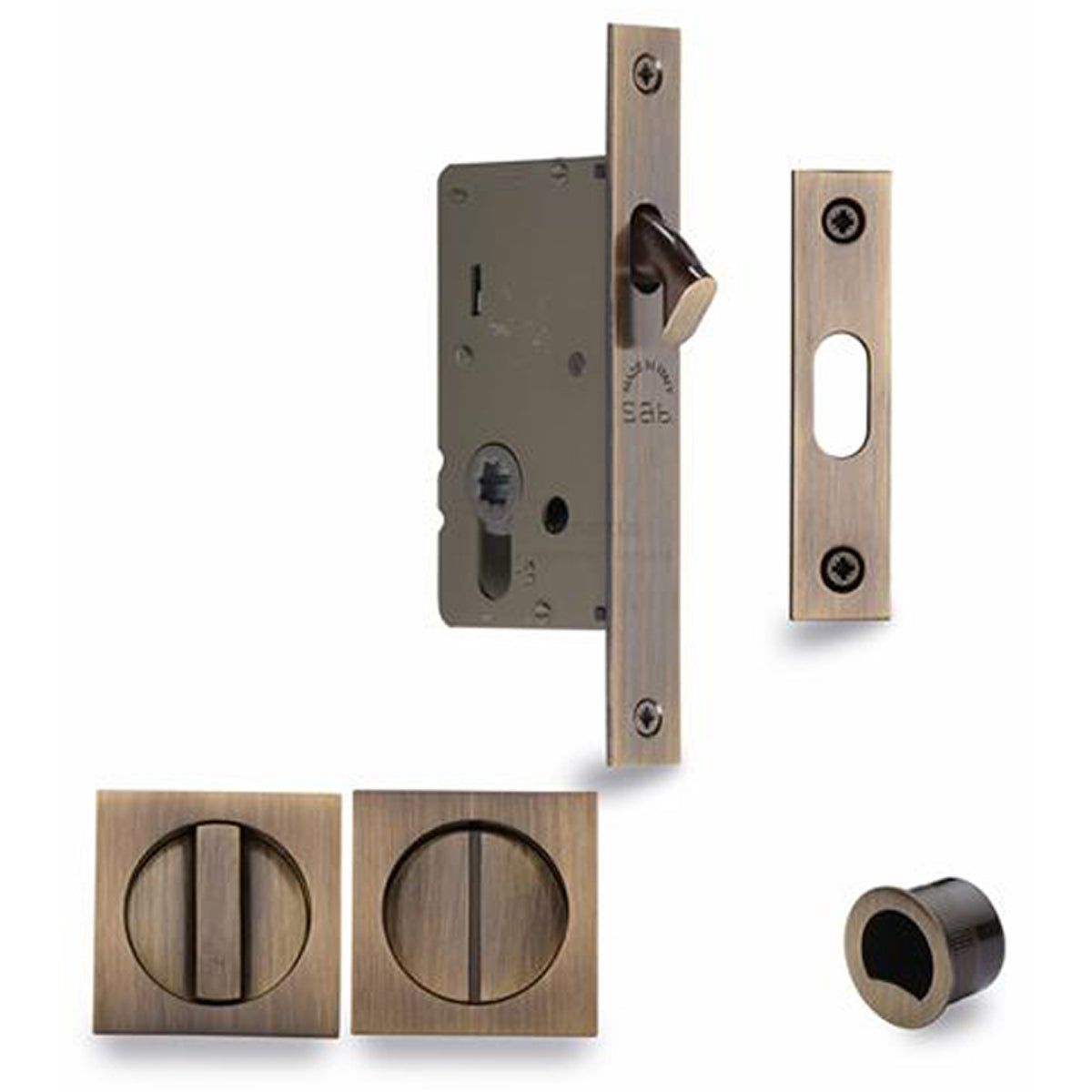 SLIDE FLUSH HANDLE LOCK 55x55 ANT by M MARCUS LTD