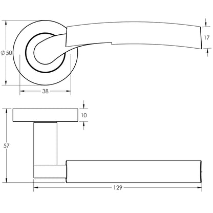 JEDO CAPRI LEVER HANDLE D50x129x57 PCP/SCP JV860PCSC