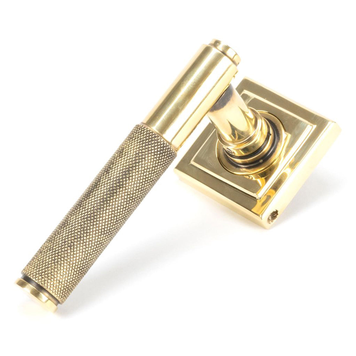BROMPTON LEVER HANDLE+ROSE SPRUNG SQUARE 53x125x70 AGBR