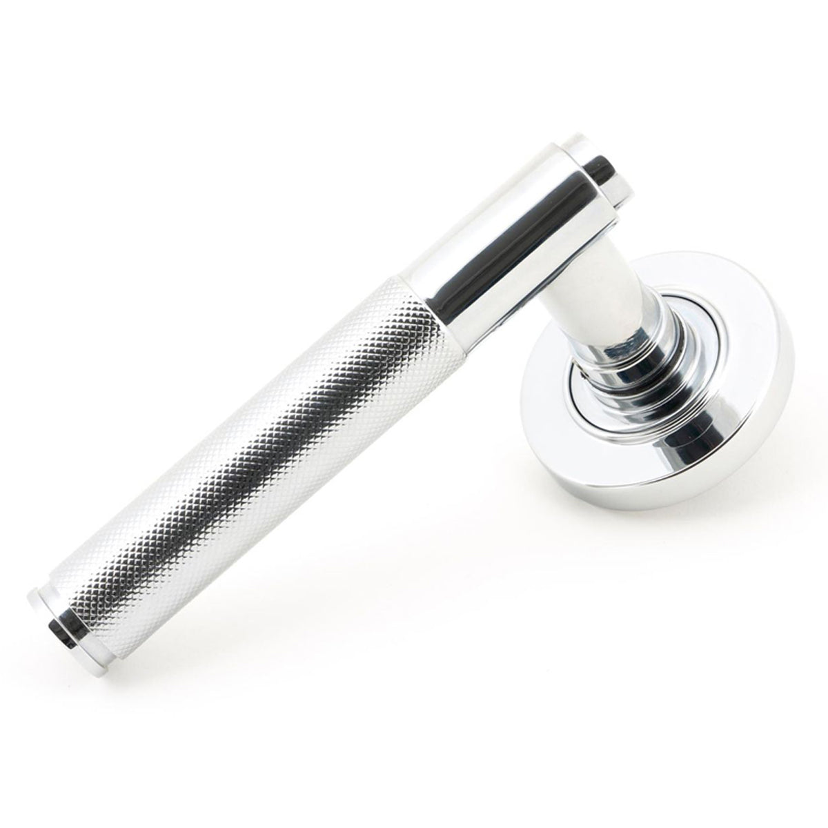 BROMPTON LEVER HANDLE+ROSE SPRUNG PLAIN 53x125x70 PCP