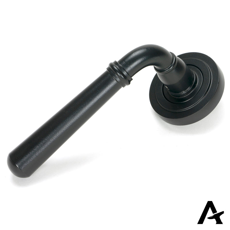 NEWBURY LEVER HANDLE+ROSE UNSPRUNG ART DECO 126x53x64 MBK - 51327 by MARCHES (ANVIL) ARCHITECTURAL HARDWARE