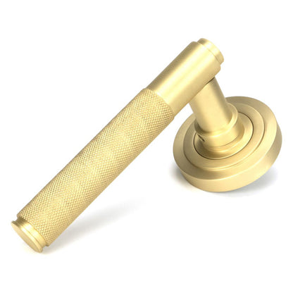BROMPTON LEVER HANDLE+ROSE SPRUNG ART DECO 53x125x70 SBR - 50844 by MARCHES (ANVIL) ARCHITECTURAL HARDWARE