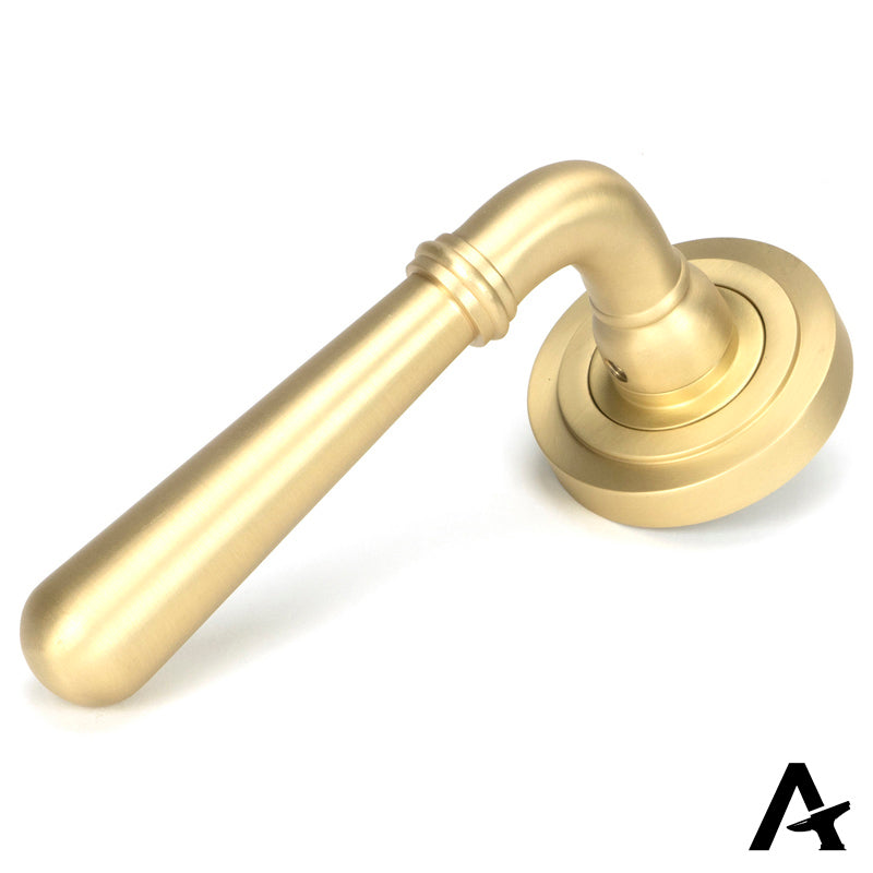 NEWBURY LEVER HANDLE+ROSE UNSPRUNG ART DECO 126x53x64 SBR - 50858 by MARCHES (ANVIL) ARCHITECTURAL HARDWARE