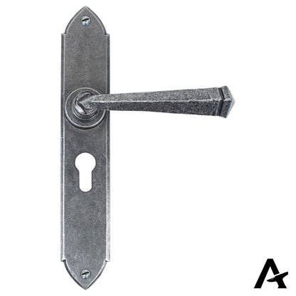 GOTHIC LEVER HANDLE EURO 125x248x64 PEW - 33604/47 by MARCHES (ANVIL) ARCHITECTURAL HARDWARE