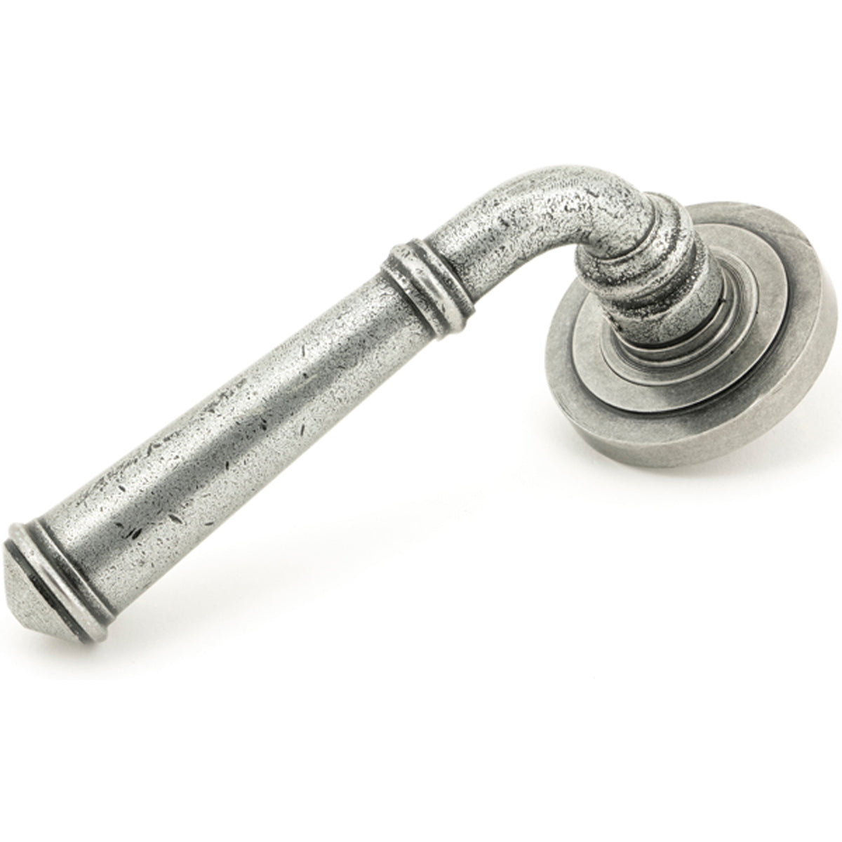 Regency Lever Handle & Rose – Sprung Art Deco 53x131x67 | Pewter