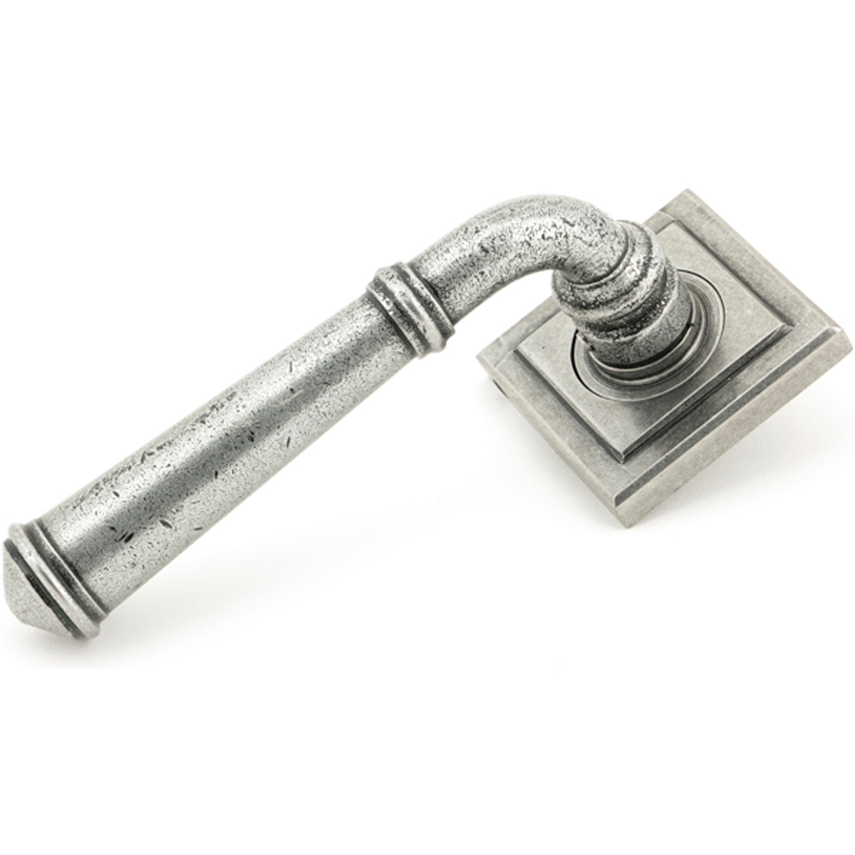 Regency Lever Handle & Rose – Sprung Square 53x131x67 | Pewter