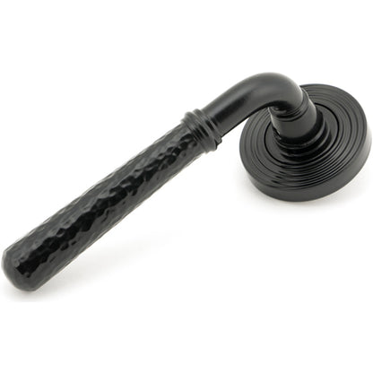 HAMMERED NEWBURY LEVER HANDLE+ROSE SPRUNG BEEHIVE 53x126x64 BLK - 45649 by MARCHES (ANVIL) ARCHITECTURAL HARDWARE
