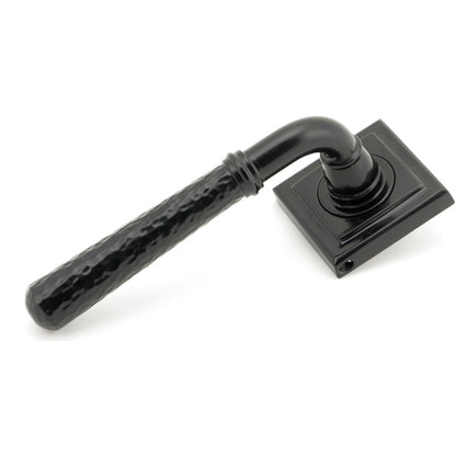 HAMMERED NEWBURY LEVER HANDLE+ROSE SPRUNG SQUARE 53x126x64 BLK - 45650 by MARCHES (ANVIL) ARCHITECTURAL HARDWARE
