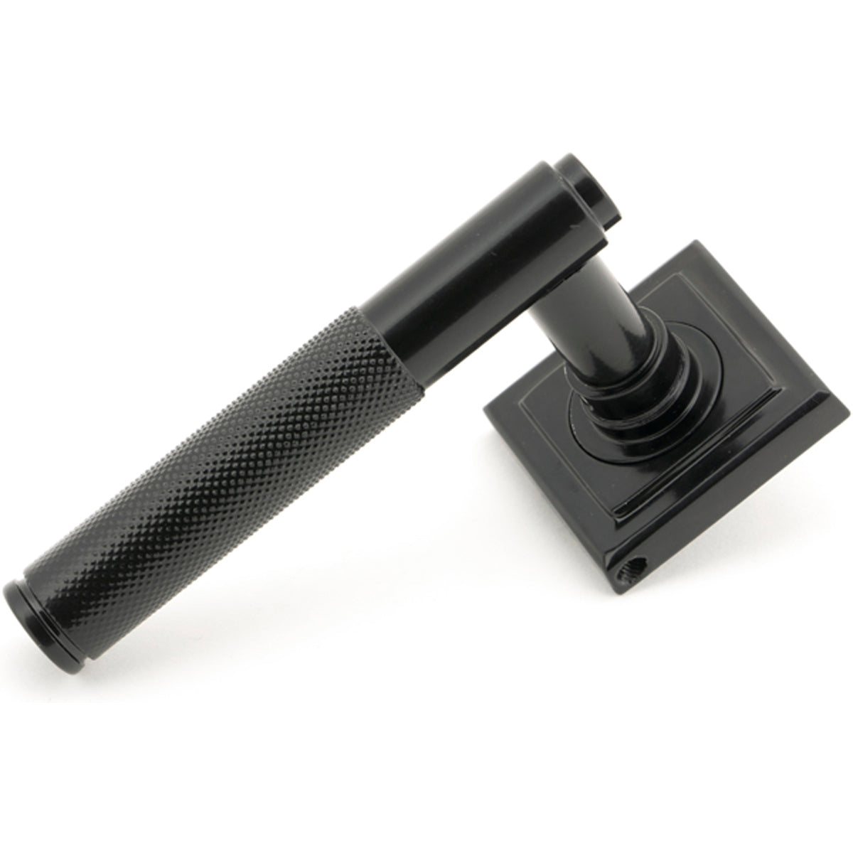 BROMPTON LEVER HANDLE+ROSE SPRUNG SQUARE 53x125x70 BLK