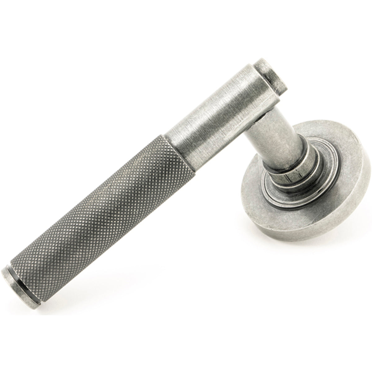 BROMPTON LEVER HANDLE+ROSE SPRUNG PLAIN 53x125x70 PEW