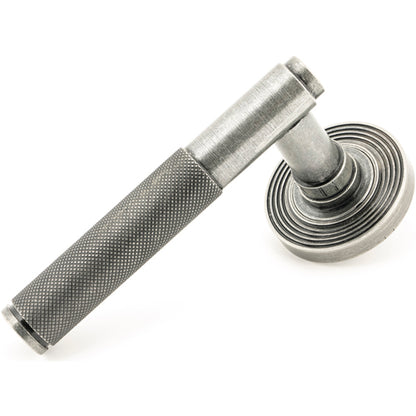 BROMPTON LEVER HANDLE+ROSE SPRUNG BEEHIVE 53x125x70 PEW - 45681 by MARCHES (ANVIL) ARCHITECTURAL HARDWARE