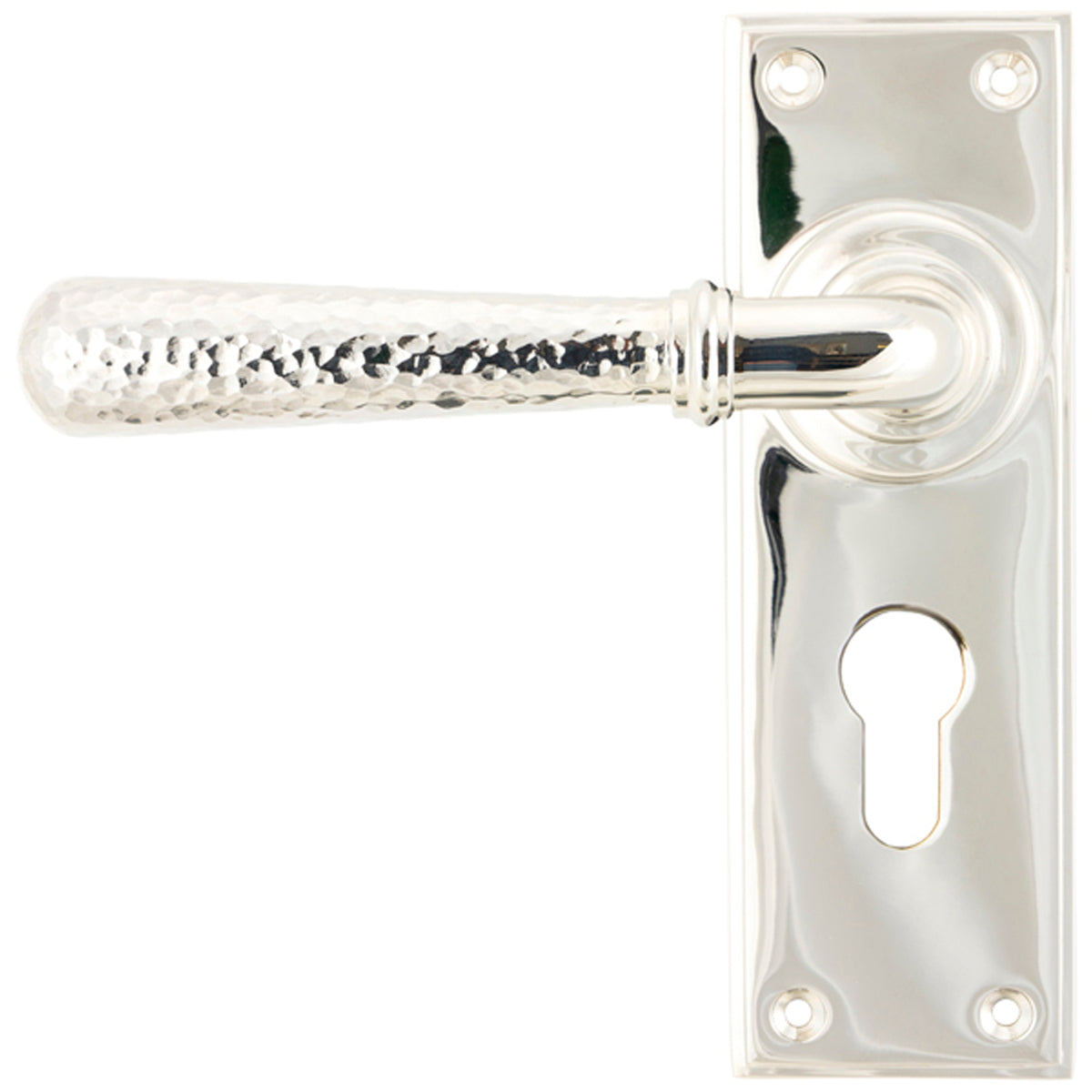 HAMMERED NEWBURY LEVER HANDLE EURO 124x152x70 PNP