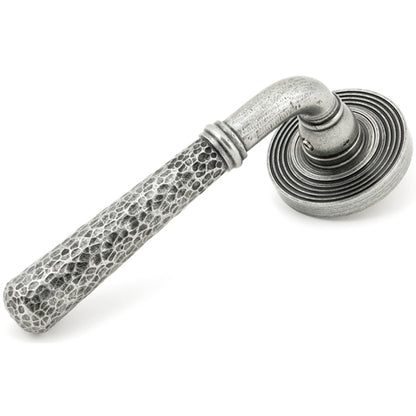 HAMMERED NEWBURY LEVER HANDLE+ROSE UNSPRUNG BEEHIVE 126x53x64 PEW - 49991 by MARCHES (ANVIL) ARCHITECTURAL HARDWARE