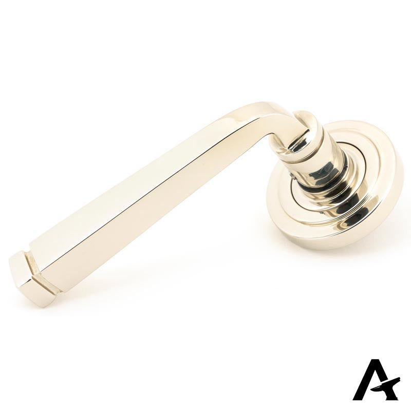 AVON LEVER HANDLE+ROSE UNSPRUNG ART DECO 53x118x63 PNP - 49954 by MARCHES (ANVIL) ARCHITECTURAL HARDWARE