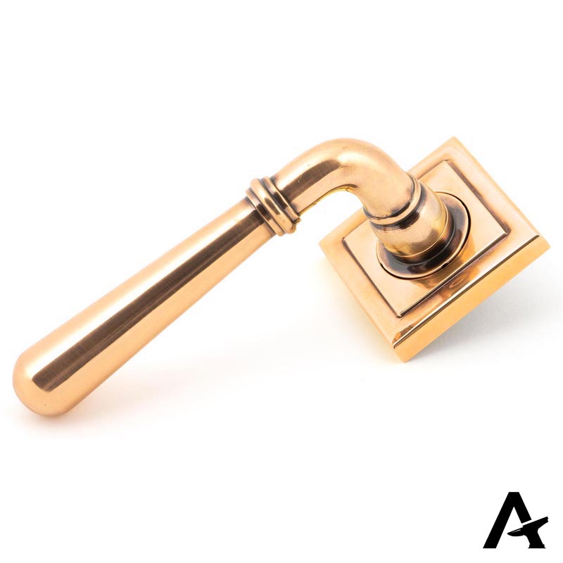 NEWBURY LEVER HANDLE+ROSE UNSPRUNG SQUARE 126x53x64 PBZ - 50036 by MARCHES (ANVIL) ARCHITECTURAL HARDWARE