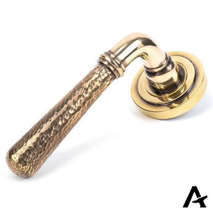 HAMMERED NEWBURY LEVER HANDLE+ROSE UNSPRUNG ART DECO 126x53x64 AGBR - 50038 by MARCHES (ANVIL) ARCHITECTURAL HARDWARE