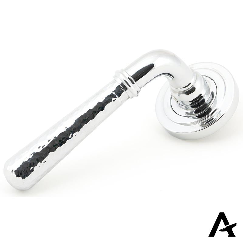 HAMMERED NEWBURY LEVER HANDLE+ROSE UNSPRUNG ART DECO 126x53x64 PCP - 50042 by MARCHES (ANVIL) ARCHITECTURAL HARDWARE