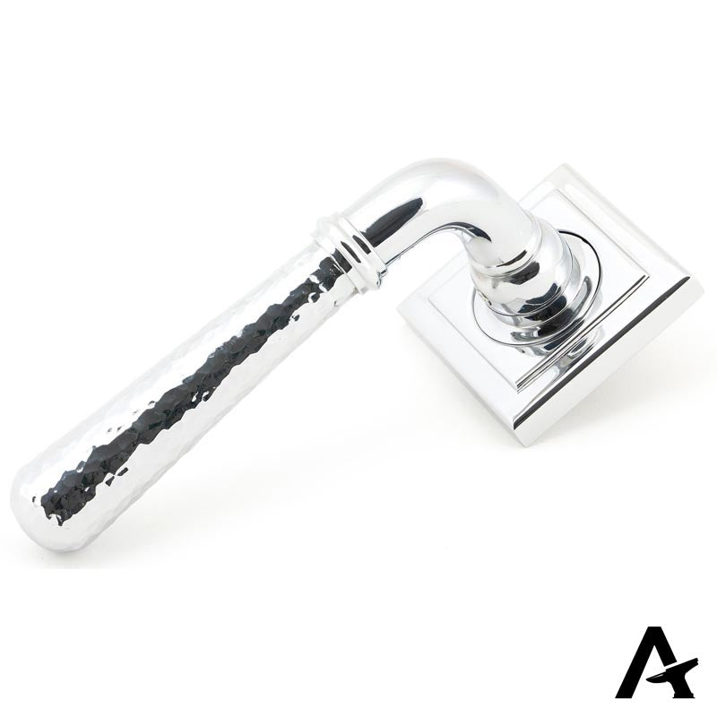 HAMMERED NEWBURY LEVER HANDLE+ROSE UNSPRUNG SQUARE 126x53x64 PCP by MARCHES (ANVIL) ARCHITECTURAL HARDWARE