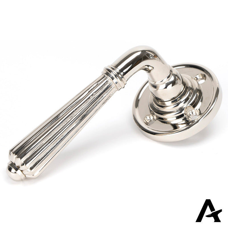 HINTON LEVER HANDLE+ROSE UNSPRUNG 128x60x70 PNP - 50082 by MARCHES (ANVIL) ARCHITECTURAL HARDWARE